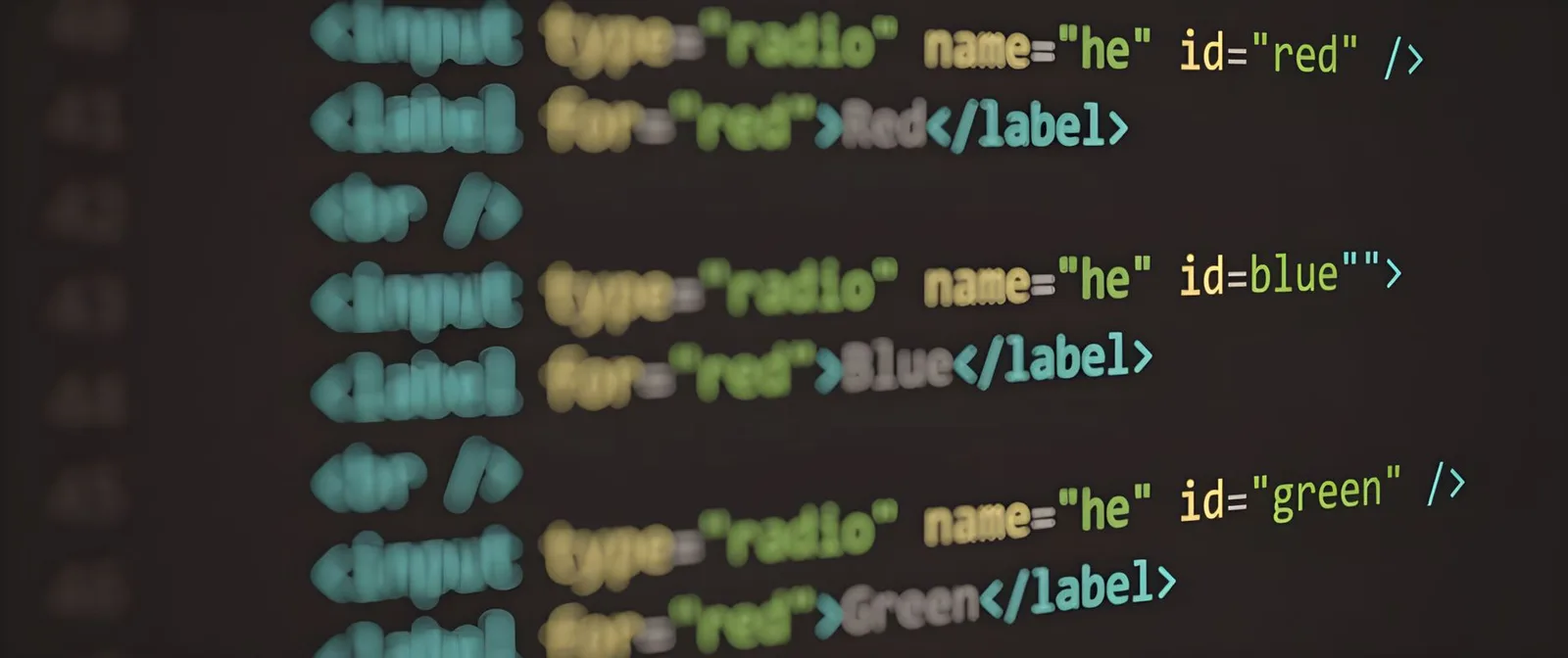 HTML code displayed on a screen, demonstrating web structure and syntax.
